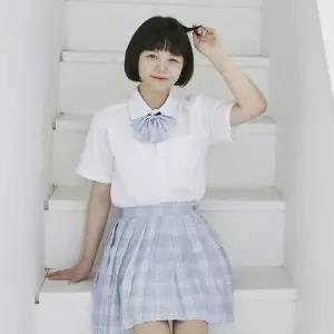 [하프클럽/]TBZ 교복몰 하늘체크 스커트 리본타이 SET 교복 학생복