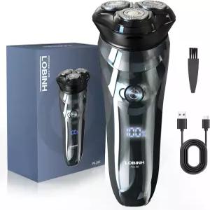 남성 전기면도기 방수형 습식건식 겸용 4D 플로팅 헤드 팝업 트리머 USB 충전식 LCD 배터리 표시 고속충전