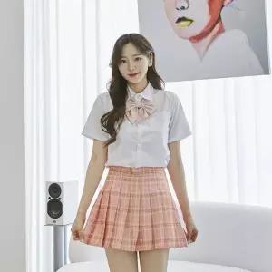 [하프클럽/]TBZ 교복몰 핑크 체크 지퍼 스커트 치마 교복치마 교복 학