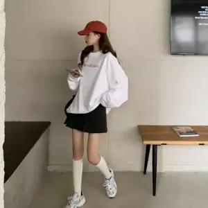 [하프클럽/셀럽하우스]4컬러 가을 겨울 기모안감 레터링 맨투맨 긴팔티셔츠