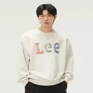 리 스티치 자수 로고 맨투맨 오트밀 LE2403CR05OT 4299708
