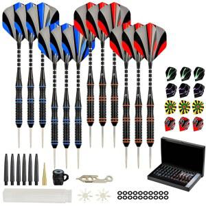 포뮬러 스포츠 다트 메탈 팁 세트 - 스틸 팁 다트 프로페셔널 메탈 다트 세트 12PCS 21/23 그램 프로 다트 세트 알루미늄 샤프트 추가 비행 다트 샤프너 비행 보호대