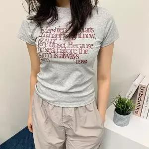 [하프클럽/셀럽하우스]레터뮤즈티 반팔 레터링 프린트 데일리 포인트 슬림티