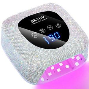 SKYUV 충전식 UV LED 네일 젤 경화 램프, 및 스크린이 살롱 드라이어, 램프 전문 가정용 있는 광택용 비즈 타이머 터치 조명 설정 30개가 4가지 무선