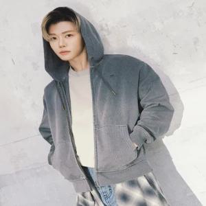 리 다이드 라벨 후드 집업 피그먼트 챠콜 LE2503HZ10PO 5282296