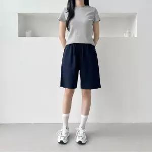밀레어 허리밴딩 인견 반바지 SD-250613 뒷포켓 와이드 9부 긴바지