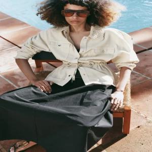 ZARA 크로셰 라펠 사파리 재킷 - 크림 / 베이지 8372/063/075