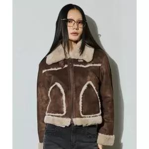 브랜드정품 BUCKAROO 여성 퍼 배색 크롭 무스탕 브라운 176293