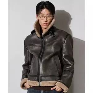 브랜드정품 BUCKAROO 빈티지 레더 하이넥 무스탕 블랙 176301