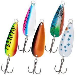 THKFISH 5PCS 소금물 낚시 미끼 내구성이 뛰어난 트레블 훅이 달린 낚시 스푼 참치 연어 그루퍼용 지그 미끼 바다 물고기 지깅 미끼 태클 박스가 있는 농어용 트롤링 스푼