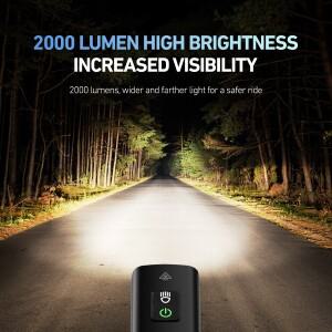 2000 루멘 CYCLAMI 자전거 헤드 라이트 손전등 핸들 바 TPYE-C MTB 도로 전면 램프 알루미늄 합금 산악 로