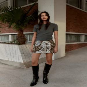 ZARA 쇼트 슬리브 소프트 터치 니트 스웨터 - 그레이 5755/130/803