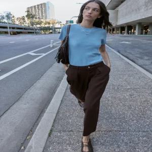 ZARA 쇼트 슬리브 소프트 터치 니트 스웨터 - 라이트 블루 5755/130/406
