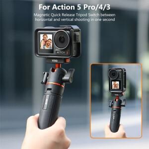 DJI 액션 5/4/3용 VRIG 미니 셀카봉 삼각대 DJI OSMO 360용 마그네틱 카메라 삼각대 마운트 연장봉 (콜드슈