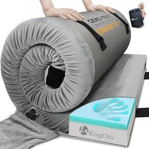 KingChii CertiPURUS 메모리 폼 여행용 슬리핑 캠핑 여행 가방이 휴대용 바닥 매트리스 커버 침대 롤업 패드 간이 슬립오버용 방수