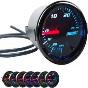 검은색 52mm 2인치 터보 부스트 게이지 0-30PSI 압력 진공 미터 컵 미포함 7가지 색상으로 틴팅됨