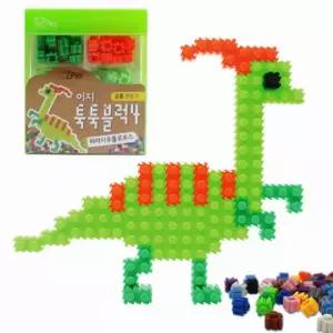 혜명마트 이지 툭툭블럭 공룡 만들기(파라사우롤로푸스) 픽셀블럭 만들기키트 공룡만들기 미니블록 키링블