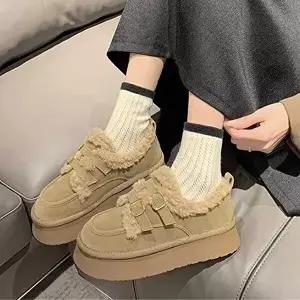겨울 용 따뜻한 신발 코디 양 털 안감 버클 로퍼 코디-WFNH2Z3