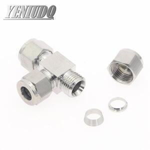 1pcss 스테인레스 304 3mm 4mm 6mm 8mm 10mm 더블 페럴 티 튜브 피팅 커넥터 파이프