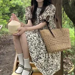 니트원피스 셔링 매듭 미니원피스 원피스 미니 리본 여름 러블리 플라워