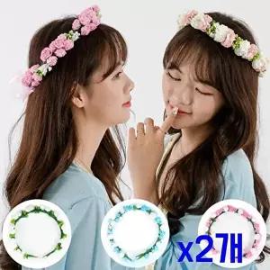 TBZ 고급웨딩 촬영소품 리본 화관장식 x2개 머리띠 헤어띠-WFNHI5U