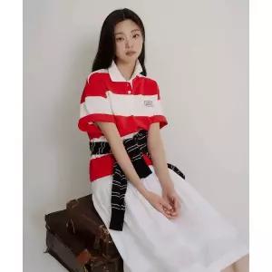 BEANPOLE LADIES [HUNTER] 반소매 오버핏 럭비 티셔츠 레드 (BF6642K056)