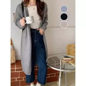 봄 가을 여성 노버튼 예쁜 무지 심플 로브 롱가디건 루즈핏가디건 (WD513B5)