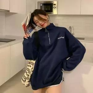 [하프클럽/셀럽하우스]2컬러 데일리룩 깔끔한 반집업 맨투맨 기모티셔츠
