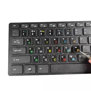 검은 색 키보드 스티커 컴퓨터 PC 먼지 방지 노트북 DIY 액세서리 용 러시아어 알파벳