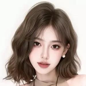 여성 브라운 통가발 물결 웨이브 단발 머리 숏 가발-WFNMHPY
