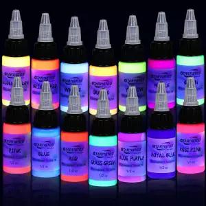 14 컬러 타투 잉크 세트 1/2(15ml)/보틀 GTARTISTOO 프로페셔널 형광 안료 키트