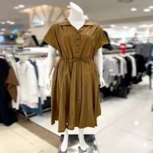 소고 허리 밴딩 카라넥 롱 원피스 AJ2PA18