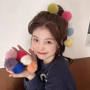 [와인앤쿡]WL 보송보송 왕방울 헤어끈 1개(색상 택1)-WFNMVJJ