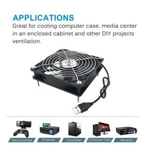라우터 쿨링 팬 DIY PC 쿨러 TV 박스 무선 저소음 DC 12V USB 전원 120mm 12CM 나사 포함 보호망