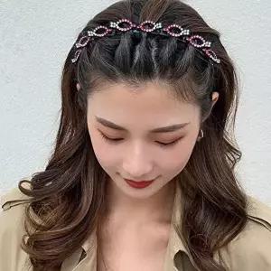 큐빅 집게머리띠 볼륨머리띠 벼머리 앞머리고정 얇은 큐빅머리띠 제니-WFNOBKV