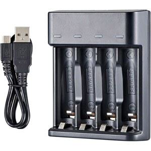 AA/AAA 배터리용 4 슬롯 배터리 충전기 NIMH USB 범용 충전식