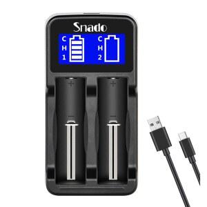 지능형 충전기 SNADO LCD 디스플레이 충전식 리튬 이온 배터리용 범용 스마트 충전기 18650 18490 18350 17670 17500 16340 14500 NI-MH / NI-CD AAA 배터리(2 슬롯)