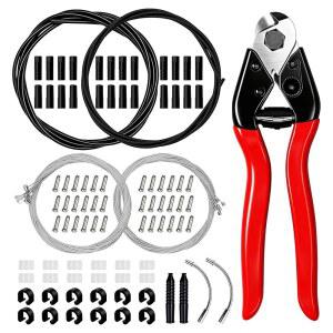 103PCS 범용 자전거 브레이크 케이블 브레이크 및 시프트 케이블 하우징 엔드 캡 O-링 C 버클 V-브레이크 케이블 가이드 포함