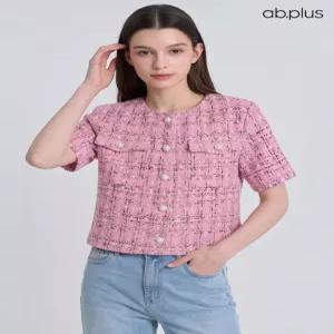 [ab.plus] 진주 포인트 체크 반팔 트위드 자켓 (LSA2MJ35A)