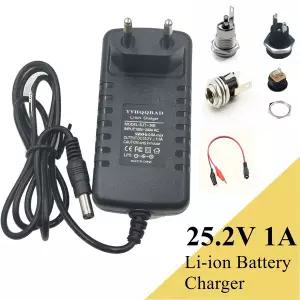 21.6V 22.2V 배터리 6S 18650 팩 커넥터 DC5525용 25.2V 1A 리튬 이온 충전기