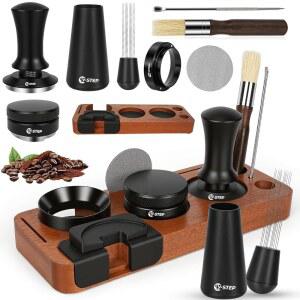 Y-Step 8개 에스프레소 액세서리 키트, 51mm 커피 탬퍼, 도구 WDT 스크린, 키트 브러시 포함 깔때기, 탬핑 바리스타 유통업체, 투약 탬퍼 퍽 스테이션, 및 도구,
