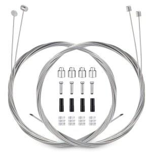 4PCS 바이크 브레이크 케이블 기어 시프터 케이블 와이어 세트 유니버설 스탠다드 바이크 브레이크 케이블 산악용 및 MTB 바이크용 프로페셔널 바이크 브레이크 라인 무료 케이블 캡 끝 크림프 액세서리 2M