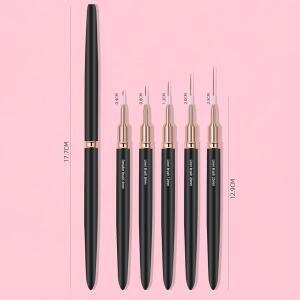 블랙 네일 아트 라이너 브러쉬 5 크기 페인팅 디자인 펜/8/12/20/25mm 긴 라인 그리기 도구 얇은 세부 사항