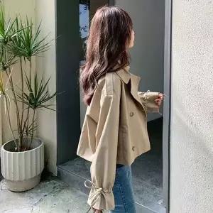 [하프클럽/]여성 숏 트렌치코트 프릴 소매 페미닌 자켓 아우터