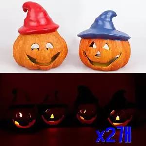 고품질 TBZ 할로윈 파티장식 고깔모자호박 티라이트홀더 x2개 LED라이트 LED간접조명 LED등 WFNHHXX