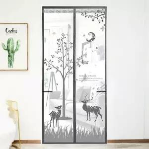 [콩심팥심]모기장 현관 방충망 사슴 문형 90x210cm 그레이