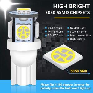 10/30/50pcs T10 W5W LED 전구 자동차 신호 12V 5050-5SMD 100LM 7000K 화이트 인테리어 돔 독서지도 도어