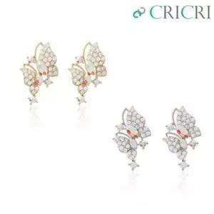 CRICRI 스와로브스키 크리스탈 제작 나비 은침 귀걸이