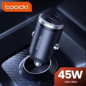 Toocki 미니 풀 링 차량용 충전기 USB 유형 C 듀얼 포트 고속 충전 담배 라이터 범용 빠른 자동차 휴대 전