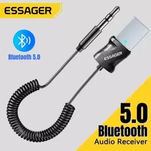Essager Bluetooth 5.0 오디오 수신기 USB 3.5mm 잭 Aux 스테레오 어댑터 (자동차 음악 스피커 용)